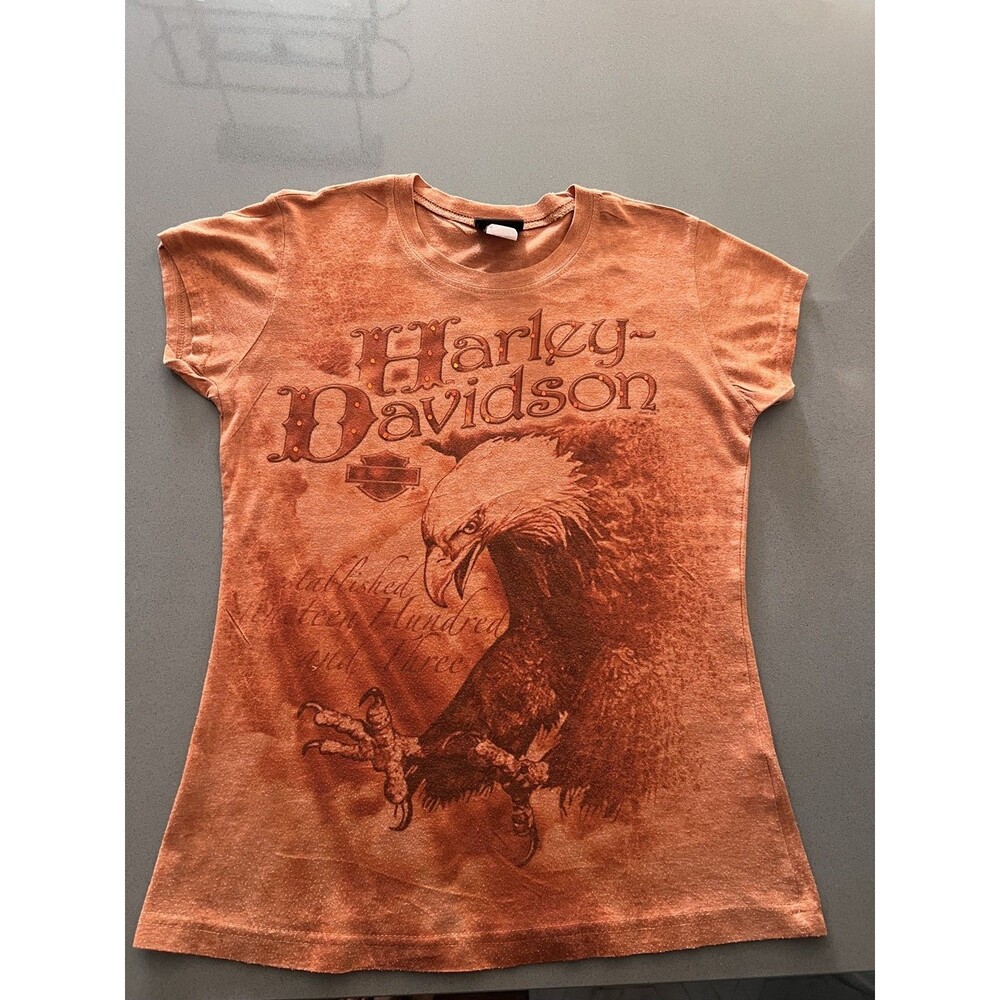Harley-Davidson Women’s T-Shirt New York City Medium Eagle Rhinestones Y2K NYC